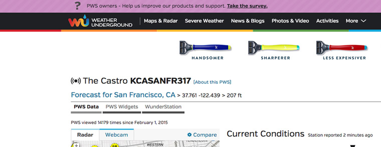 Banner at the top of a dashboard page asking users to take our survey